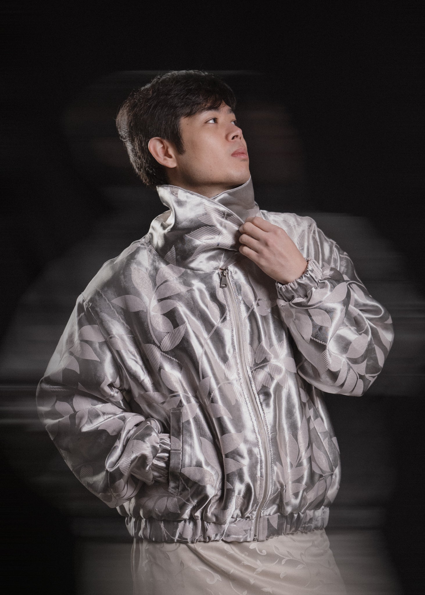 Silver unisex bomber jacket