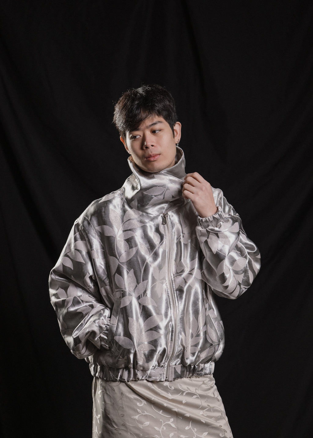 Silver unisex bomber jacket