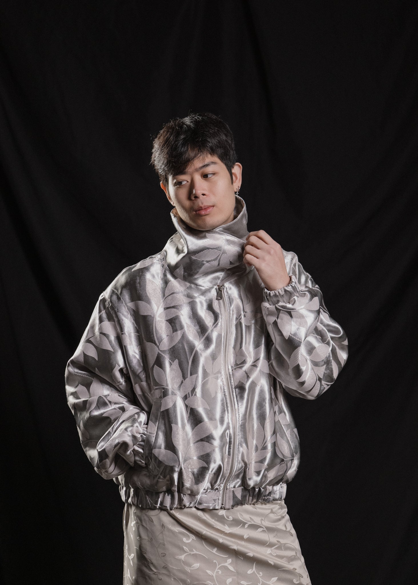 Silver unisex bomber jacket