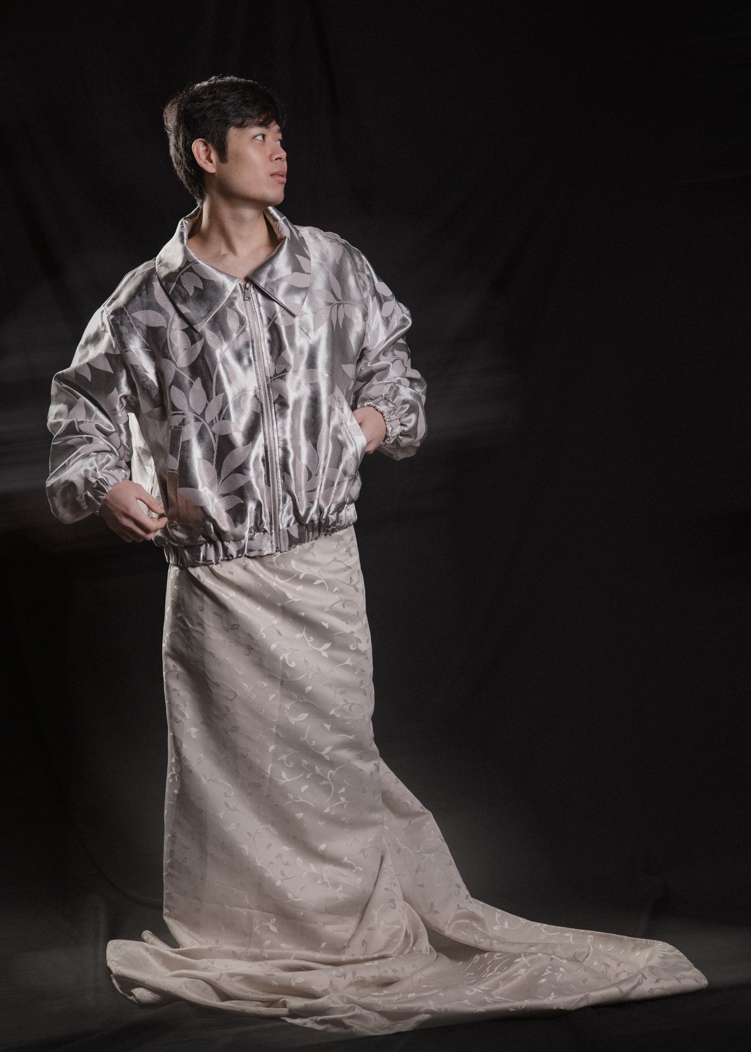 Silver unisex bomber jacket